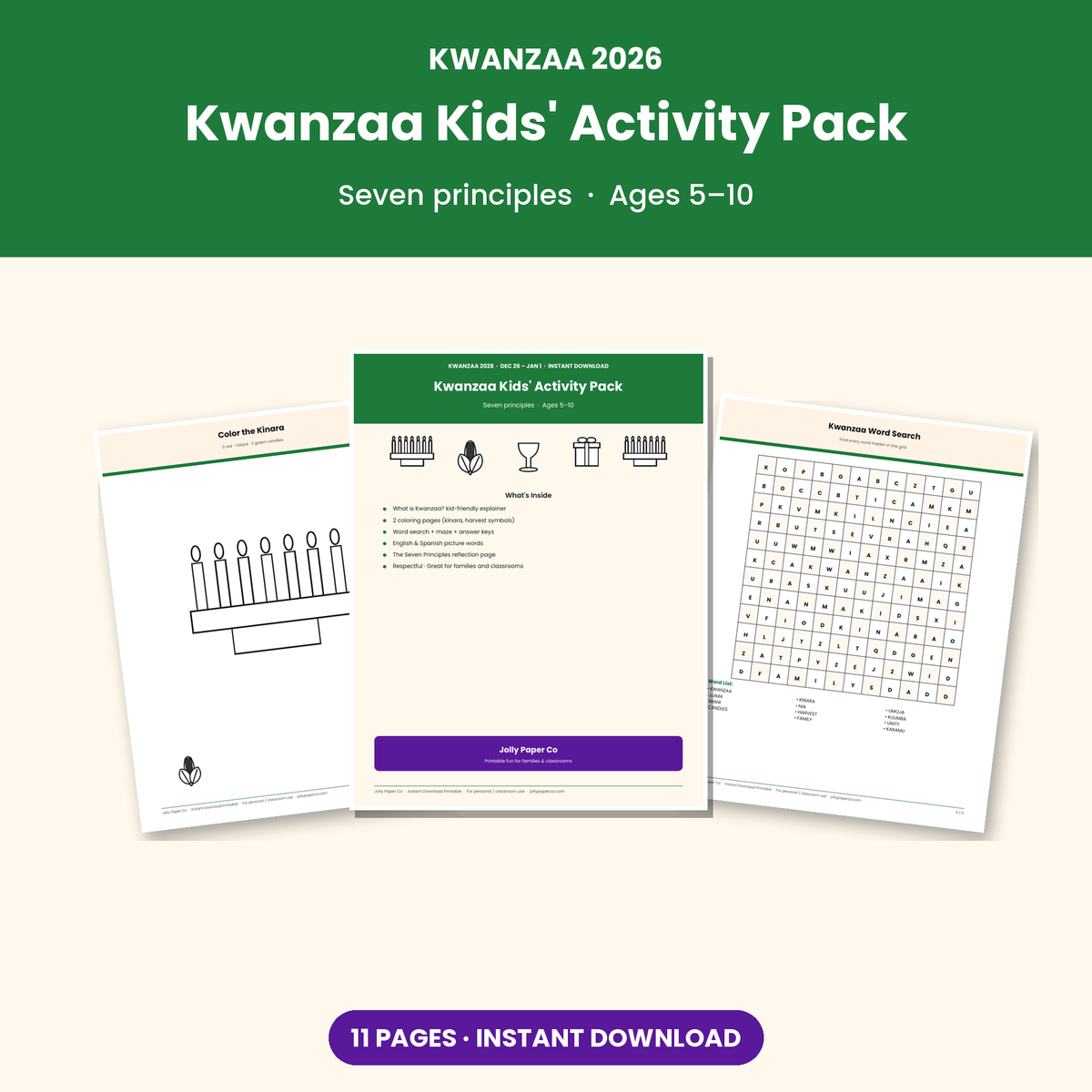 Kwanzaa kids activity pack printable cover