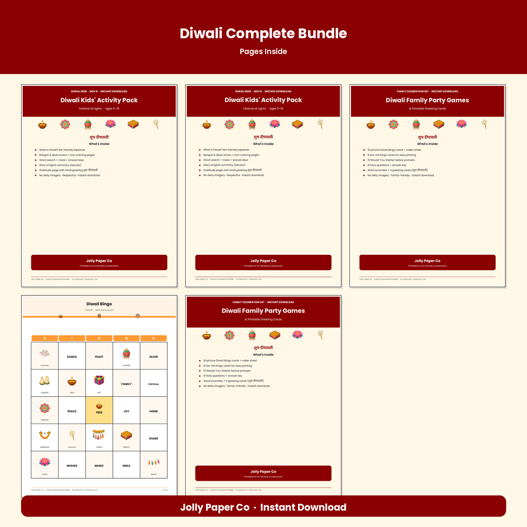 Inside pages of the Diwali complete bundle